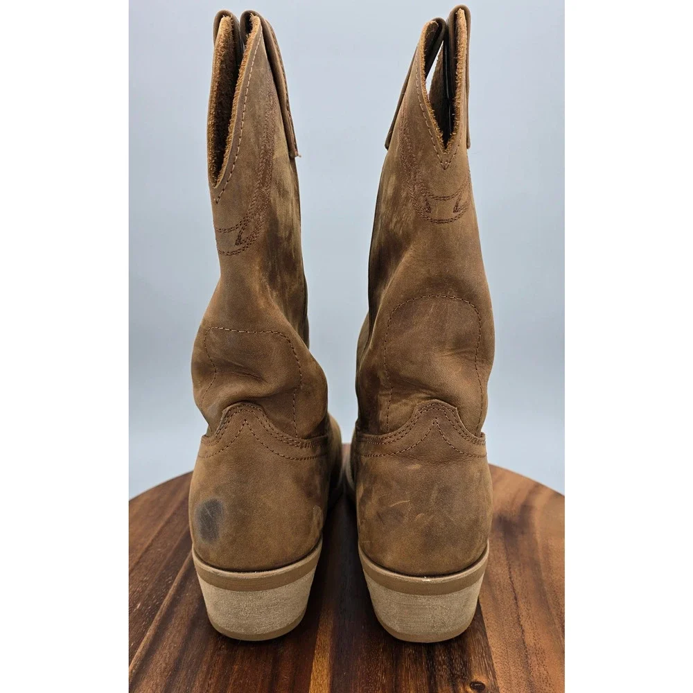Masterson Boots Mens 10 Extra Wide Brown Nubuck Leather Western Cowboy Pull On